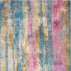 5' X 7' Pink And Blue Abstract Power Loom Area Rug
