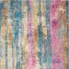 5' X 7' Pink And Blue Abstract Power Loom Area Rug