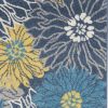 10' Blue Floral Power Loom Runner Rug