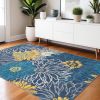 4' X 6' Blue Floral Power Loom Area Rug
