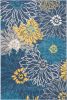 4' X 6' Blue Floral Power Loom Area Rug