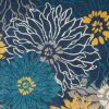 5' X 7' Blue Floral Power Loom Area Rug