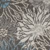 10' Blue And Gray Floral Power Loom Runner Rug