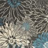 4' X 6' Blue And Gray Floral Power Loom Area Rug