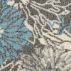 5' X 7' Blue And Gray Floral Power Loom Area Rug