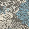 5' X 7' Blue And Gray Floral Power Loom Area Rug