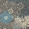 5' X 7' Blue And Gray Floral Power Loom Area Rug