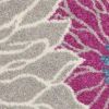 5' Gray Round Floral Dhurrie Area Rug
