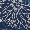 4' X 6' Blue And Ivory Floral Power Loom Area Rug