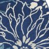5' Blue And Ivory Round Floral Dhurrie Area Rug