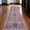 10' Pink And Gray Power Loom Runner Rug