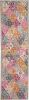 8' Pink And Gray Geometric Dhurrie Runner Rug