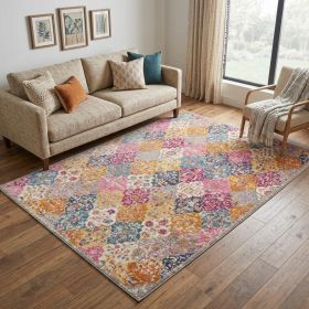 5' X 7' Pink And Gray Geometric Dhurrie Area Rug
