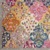 7' X 10' Pink And Gray Geometric Dhurrie Area Rug