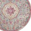 4' Pink And Gray Round Power Loom Area Rug
