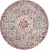 4' Pink And Gray Round Power Loom Area Rug