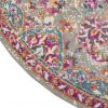 8' Pink And Gray Round Power Loom Area Rug