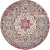 8' Pink And Gray Round Power Loom Area Rug