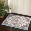 2' X 3' Pink And Green Dhurrie Area Rug