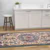 8' Pink And Green Dhurrie Runner Rug