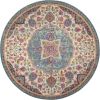 4' Pink And Green Round Dhurrie Area Rug