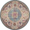 4' Pink And Green Round Dhurrie Area Rug