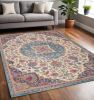 5' X 7' Pink And Green Dhurrie Area Rug