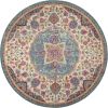 5' Pink And Green Round Dhurrie Area Rug
