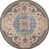 8' Pink And Green Round Dhurrie Area Rug