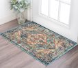 2' X 3' Blue And Ivory Power Loom Area Rug