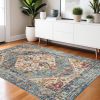 4' X 6' Blue And Ivory Power Loom Area Rug