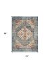 4' X 6' Blue And Ivory Power Loom Area Rug
