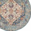 4' Blue And Ivory Round Power Loom Area Rug