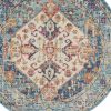 4' Blue And Ivory Round Power Loom Area Rug