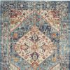 5' X 7' Blue And Ivory Power Loom Area Rug