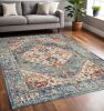 5' X 7' Blue And Ivory Power Loom Area Rug