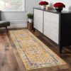 8' Yellow And Ivory Dhurrie Runner Rug