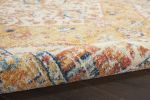 5' Yellow and Ivory Round Floral Medallion Shag Area Rug