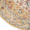 5' Yellow and Ivory Round Floral Medallion Shag Area Rug
