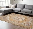 7' X 10' Yellow And Ivory Dhurrie Area Rug