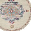 8' Gray And Ivory Round Power Loom Area Rug