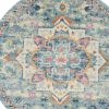 8' Blue And Ivory Round Dhurrie Area Rug