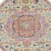 5' Pink And Ivory Round Southwestern Dhurrie Area Rug