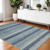 4' X 6' Navy Blue Southwestern Power Loom Area Rug