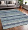 5' X 7' Navy Blue Southwestern Power Loom Area Rug