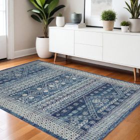 5' X 7' Navy Blue Power Loom Area Rug