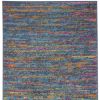 6' Blue And Orange Abstract Power Loom Runner Rug
