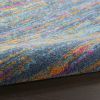 6' Blue And Orange Abstract Power Loom Runner Rug