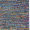 6' Blue And Orange Abstract Power Loom Runner Rug