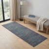 6' Blue And Orange Abstract Power Loom Runner Rug